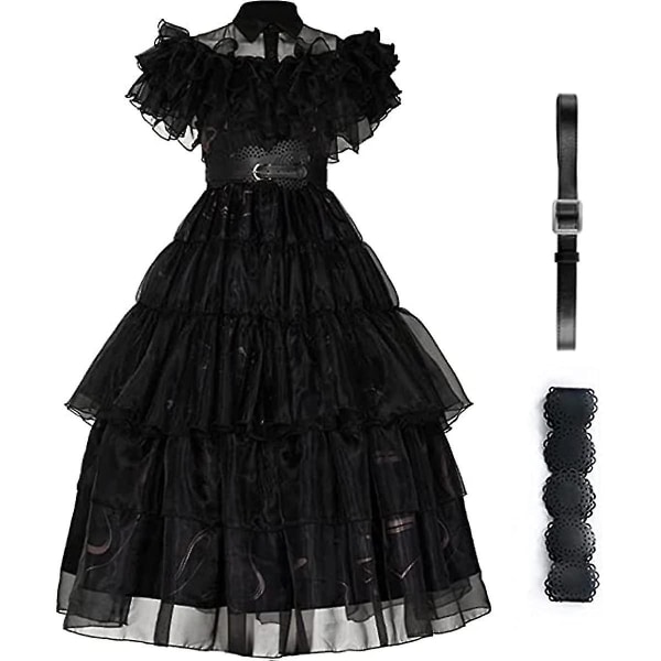 Wednesday Addams -mekko, Wednesday Addams -asu, tanssimekko lapsille ja aikuisille, tytöille, cosplay-juhlamekko Halloween V Kids 150cm