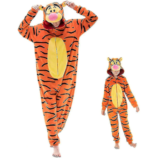 Snug Fit Unisex Vuxen Onesie Pyjamas Animal One Piece Halloween Kostym Sovkläder Tigger 9-10 years