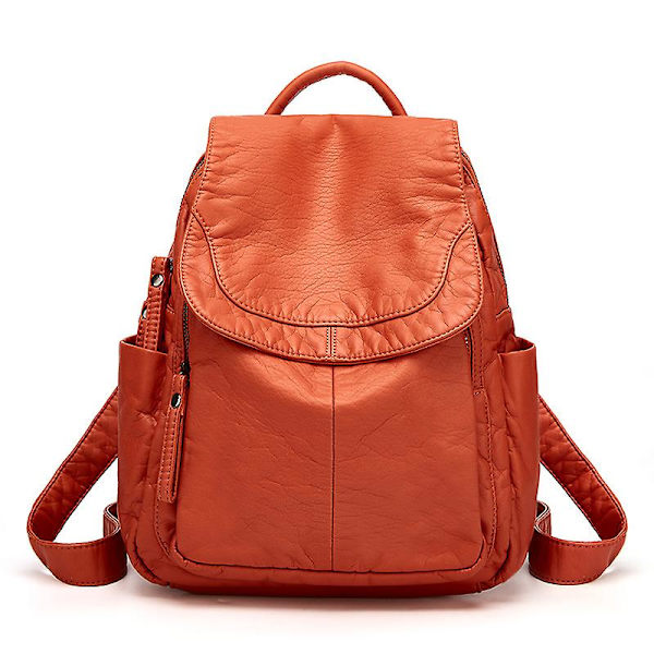 Naisten reppulaukut, suuri kapasiteetti, korkealaatuinen aito nahka, vintage naisille, koululaukut, matkalaukku, reppu naisille Orange