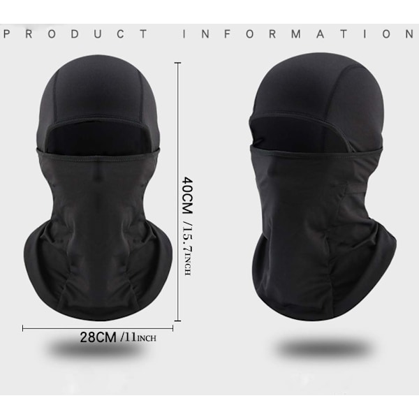 Balaklava / kypärähuppu tuulenpitävä Lycra Musta