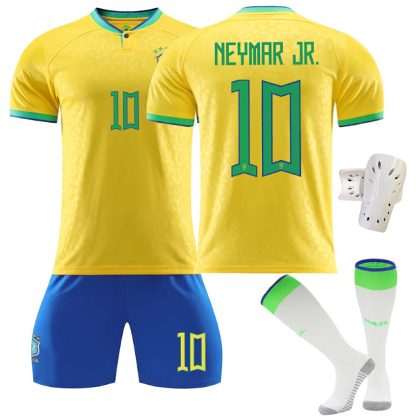 VM 2022 Brasilien fotbollströja för barn nr 10 Neymar JR W 120-130CM