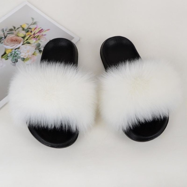 Fluffy Faux Fur Sliders Tøfler Pels Ty 36-37