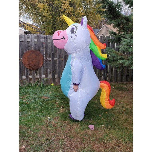 Uppblåsbar Unicorn kostym för vuxna, Halloween V White