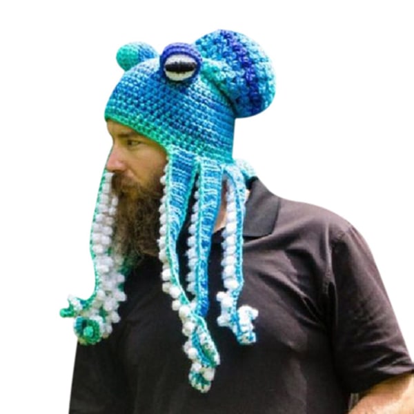 Tentakelhatt Handvävd bläckfiskhatt Jul Halloween Cosplay Purple Blue