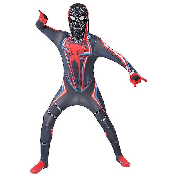 Svart Spiderman Onesie Vuxen Cosplay kostym för barn Yz 130cm