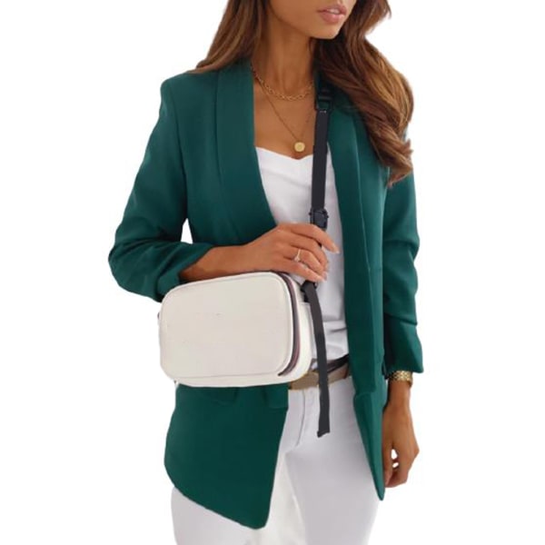 Kvinder Almindelig Cardigan Kappa Blazer Kostume Jakke Arbejdsforretning Yz Green 3XL