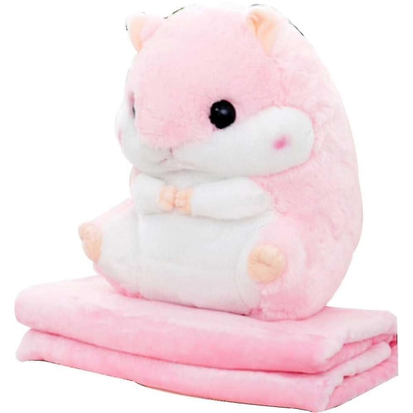 Søte plysj hamster kosedyr leker med filt pink With Blanket