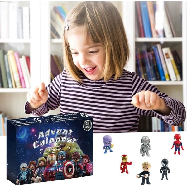 2023 jul adventskalender för pojkar, figurer adventskalender, 24 dagars Countdown Superhero Miniat B