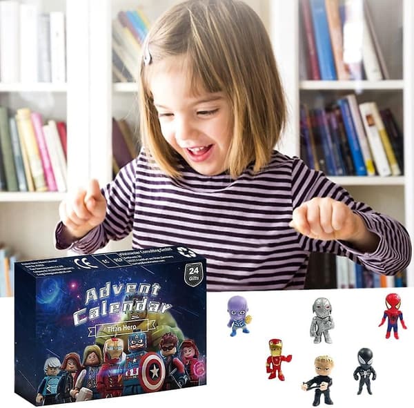 2023 julekalender for gutter, figurer julekalender, 24 dagers nedtelling superhelt miniatyr A