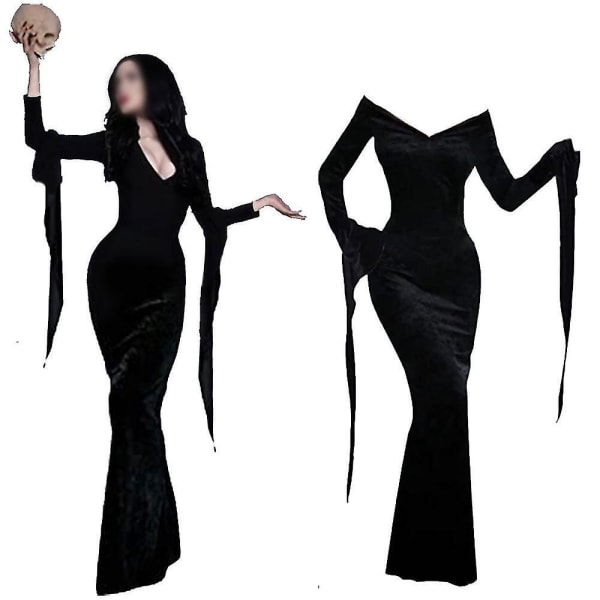 Morticia Kostume Kjole Til Kvinder Halloween Kostumer Cosplay Yz S