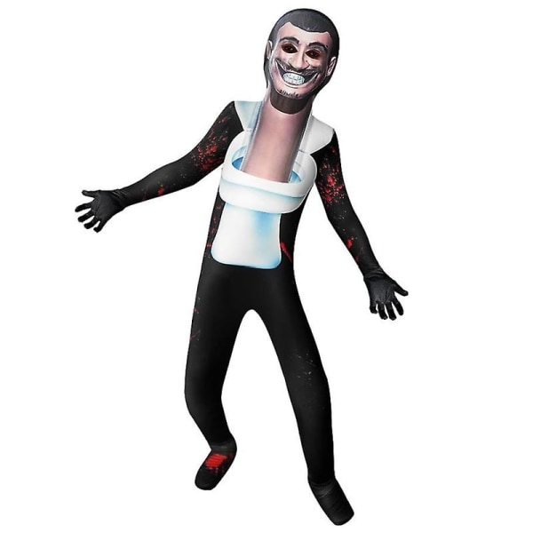 Skibidi Toalett Dräkter Barn Aldult Cosplay Tv Man Toalett Freak Jumpsuit För Halloween V 160(155-165CM)