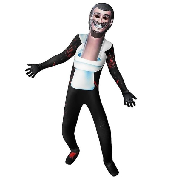 Skibidi Toalettdräkter Barn Aldult Cosplay Tv Man Toalett Freak Jumpsuit För Halloween V 140(130-140CM)