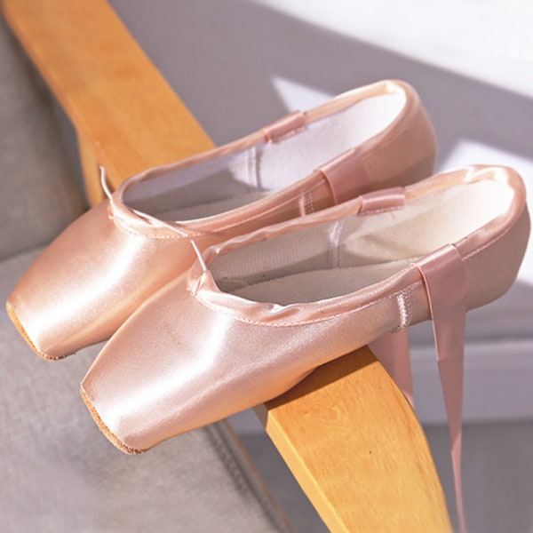 Balettskor för kvinnor för flickor Lättviktsdansskor i enfärgade V Satin Pink 28