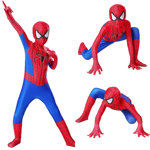 Marvel Spider-Man Cosplay Klær Superhelt Barn Jumpsuit V Red 7-9 Years