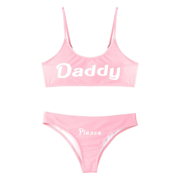 Naisten bikinit Seksi alusvaatteet Uimapuku Kyllä isä Kirje ini Camisole Rintaliivit Topit & Alushousut Alusvaatteet Nainen Anime Cosplay-asu Blue M