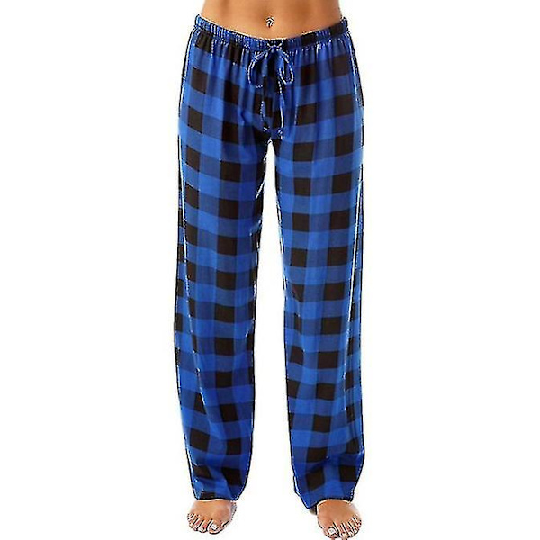 Tianrui kvinnors mjuka pyjamasbyxor,loungebyxor,sömnbyxor blå M