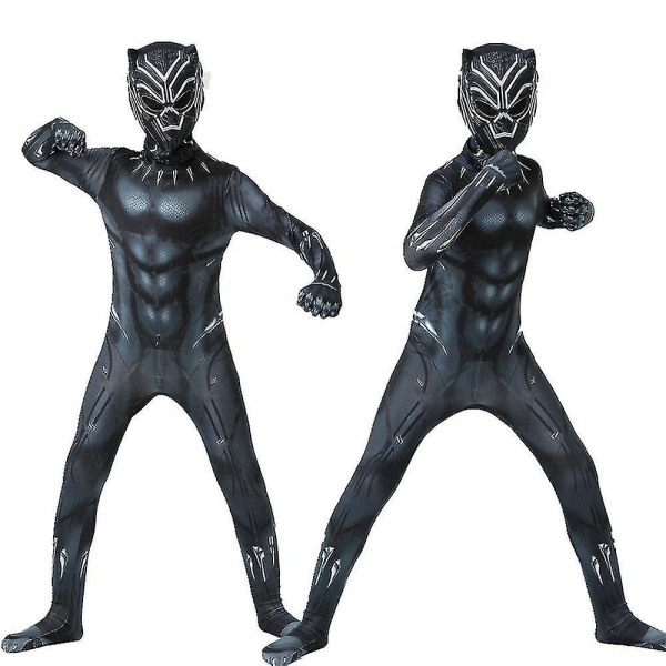 Barn Pojkar Black Panther Cosplay kostym 140 V 120