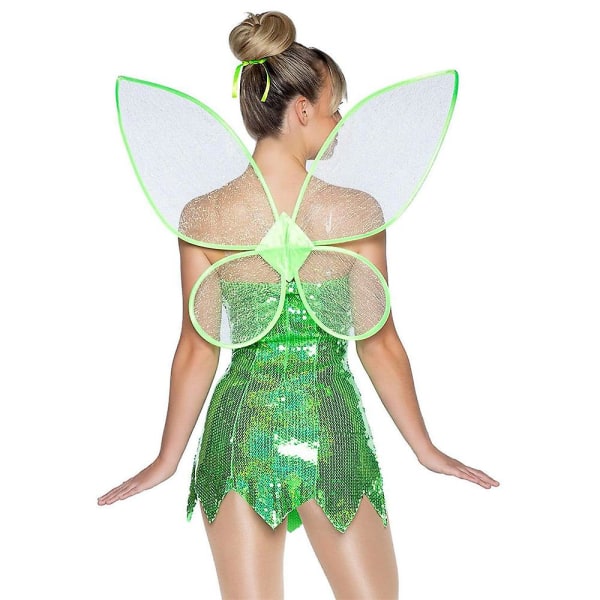 Kvinder Fairy Kostume Tinker Bell Cosplay Festkjole Jul Halloween Kostume Dress Up Presenter XL