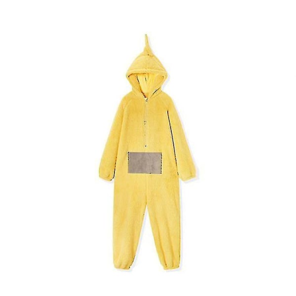 Teletubbies One Piece Pyjamas Hemkläder för kvinnor Herr Damer förtjockad korallfleece yellow L