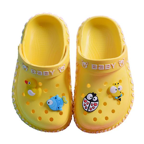 Barnetofflor for gutter og jenter - Tegneseriesko - Sommer Flip Flops - Baby innendørs tøfler - Strand svømmetøfler for barn - yellow 19(45years)