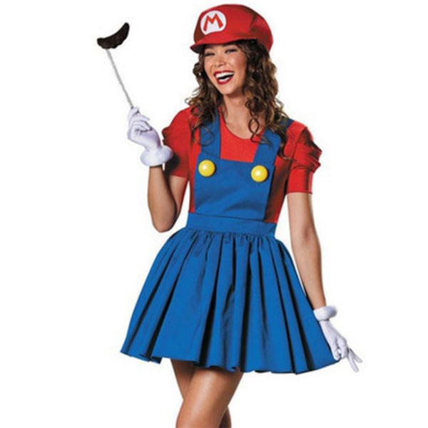 Super Mario cospaydräkt för kvinnor, karaktärsdräkt, röd L W red l