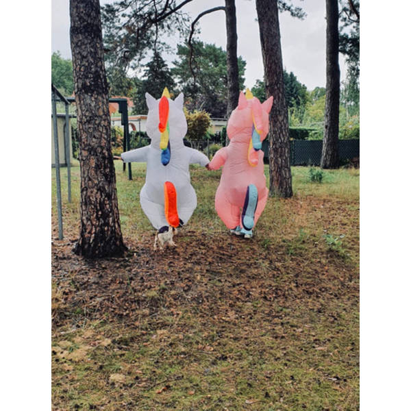 Uppblåsbar Unicorn kostym för vuxna, Halloween V Rose