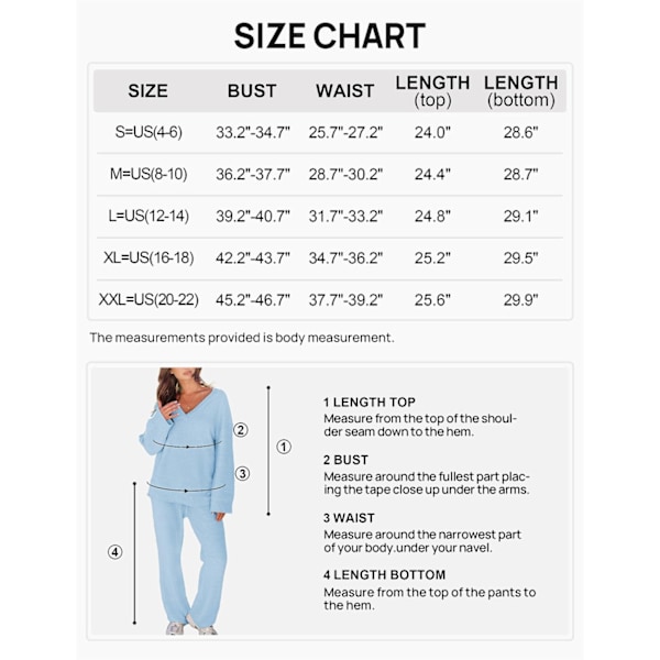 Dame 2-delt sæt Fuzzy Fleece Pyjamas Sæt Langærmet Loungewear Hvid White L