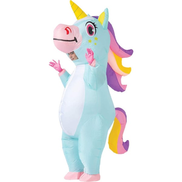 Uppblåsbar Unicorn kostym för vuxna, Halloween V Blue