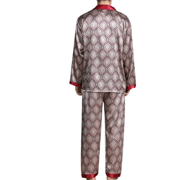 Herra Pyjamasetti T-paita Lounge Housut Housut Yövaatteet Puku Pjs Claret XL