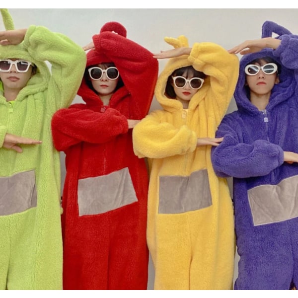 Teletubbies Pyjamas Vuxna barn pojkar flickor söta flickor tecknade hemkläder vinter förtjockning varm Red 110 110-120cm