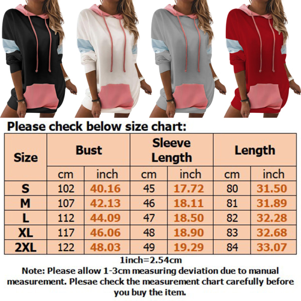 Kvinde Hættetrøje Lommekjole Langærmet Løs Pullover V Gray XL