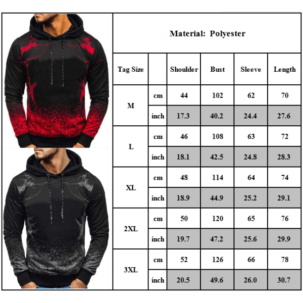 Herra pitkähihainen huppari Gradient Sweater Jumper Pusero Toppar W Red L