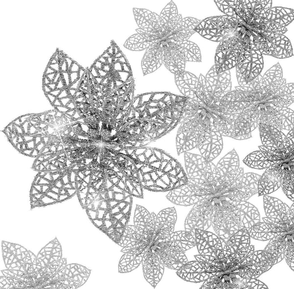 36 stk. juleblomster Glitter kunstige juleblomster,