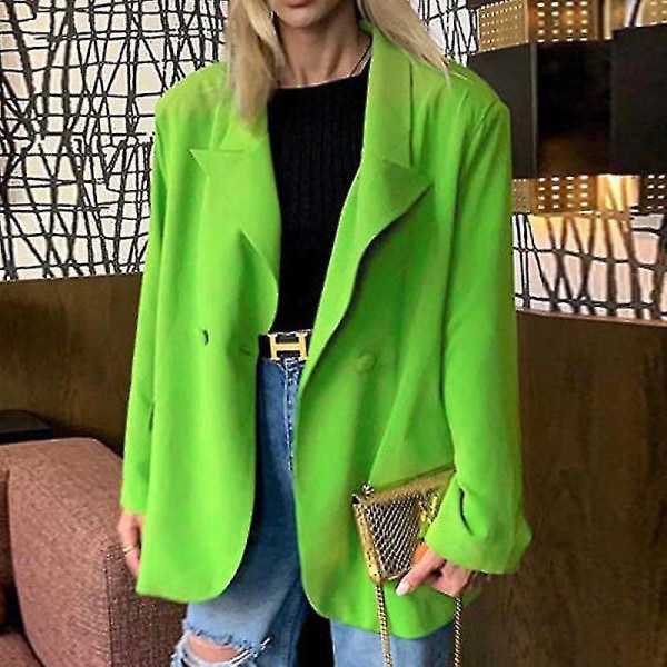 Naisten höyrytetty Business-takki Work Cardigan-takki Yksirivinen bleiseri - Green L