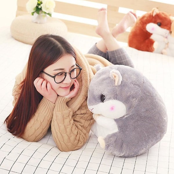 Suloinen pehmo hamsteri pehmolelu lelut huopa gray With Blanket