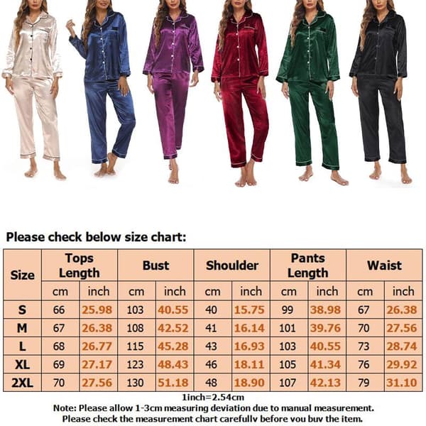 Kvinner olid Pyjamas ets leepwear Pyjamas Button Casual uit Purple S