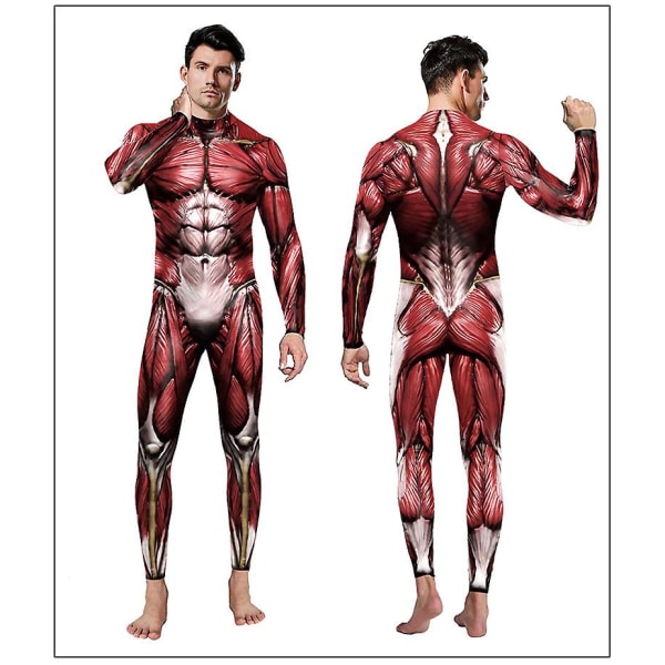 Voksen 2-delt bodysuit med muskeltryk Print Halloween Cosplay M V XL