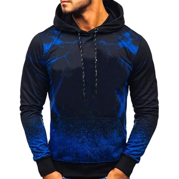 Långärmade tröjor för män Gradient tröja tröjor W Blue 3XL