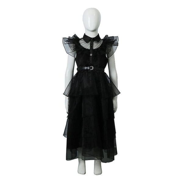 Keskiviikko Addams -mekko lapsille Keskiviikko Addams -mekko Halloween -asu Mekko Cosplay -juhlamekko Keskiviikko Addams -mekko lapsille Keskiviikko Addams Cos 120
