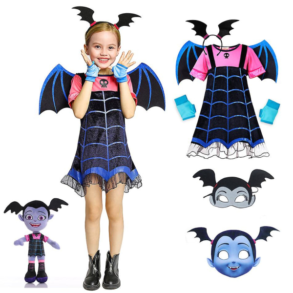 Disney Vampirina Cosplay Klänning Tjej Barn Prinsessan Klä upp Jul Halloween Dräkt Barn Karneval Fest Utklädnad Vampyr Christmas 21 5-6T (Size 140)