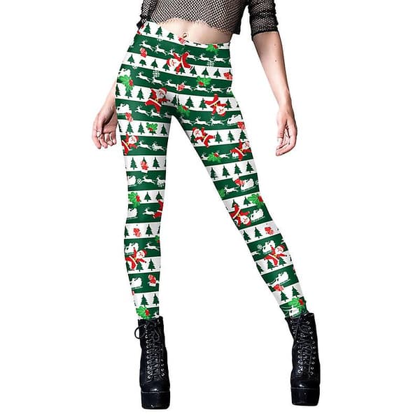 Julefestlige leggings med helgetema for kvinner Yz