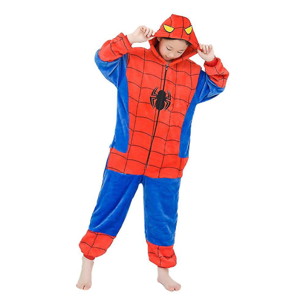 Halloween barn pojkar flickor /stygn pyjamas huva jumpsuit kostym pyjamas 3-8 år gammal Red-Spiderman 6-7 Years