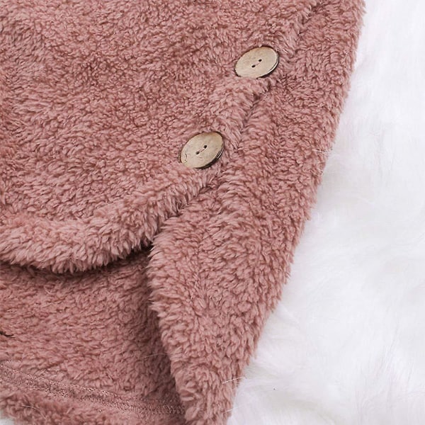 Kvinnor Oversize Hooded Coat Vinter Fleece Hoodie Plysch Tjock Jacka Varma ytterkläder V Pink XL