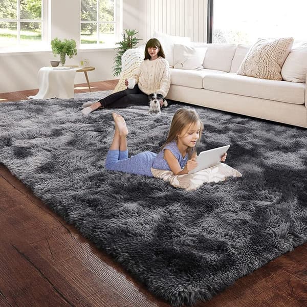 Fluffy tæpper Tæppe LYSEGRÅ 80X120CM lysegrå light grey 80X120cm-80X120cm
