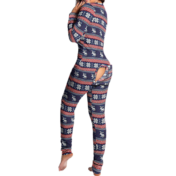 Kvinde Animal Pyjamas One Piece Jule Bodysuit Jumpsuit Langærmet Nattøj W Royal Blue XL