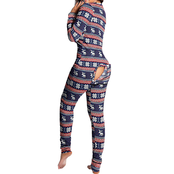 Kvinde Dyre Pyjamas Onesie Jul Heldragt Jumpsuit Langærmet Natdragt W Royal Blue L