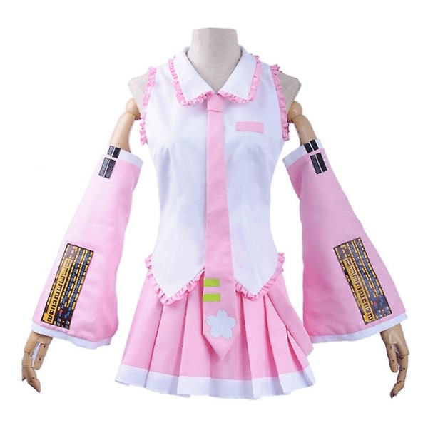 Vocaloid Miku Cosplay Peruk Dräkt Japan Midiklänning Nybörjare Framtid Miku Cosplay Kvinna Halloween Kvinnors Dräkt Herr Strl. V Sliver White XXL