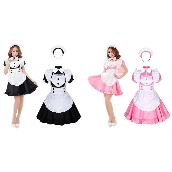 Maid-mekko Cosplay-setti Plus-koko Seksikäs Anime Lolita Maid-mekko Puku Halloween-karnevaaliin Fancy Dress V XXL