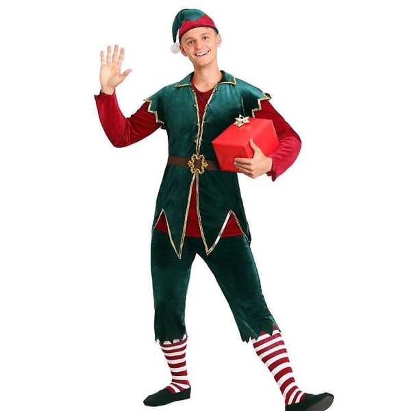 Juldräkt för clown Julgrön herrkostym Juldräkt Scendräkt