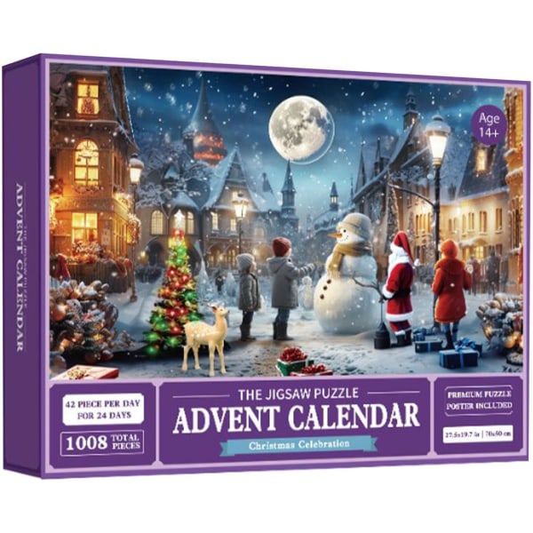 Jouluinen adventtikalenteripalapeli, adventtikalenteri 2023 palapeli, 24 osaa 1008 palan palapeli joululahjan laskeminen